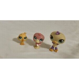 LPS Littlest Pet Shop Pink 3 Bird Lot: Owl, Flamingo, Tiny Bird Vintage Y2K Cute